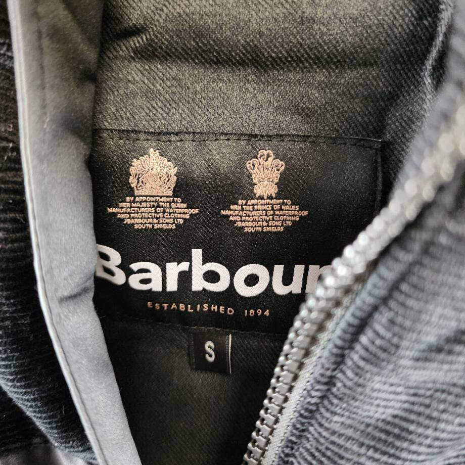 Barbour Elmwood Box-Quilted Jacket Men's S Black Full-Zip Closure Long Sleeves~
