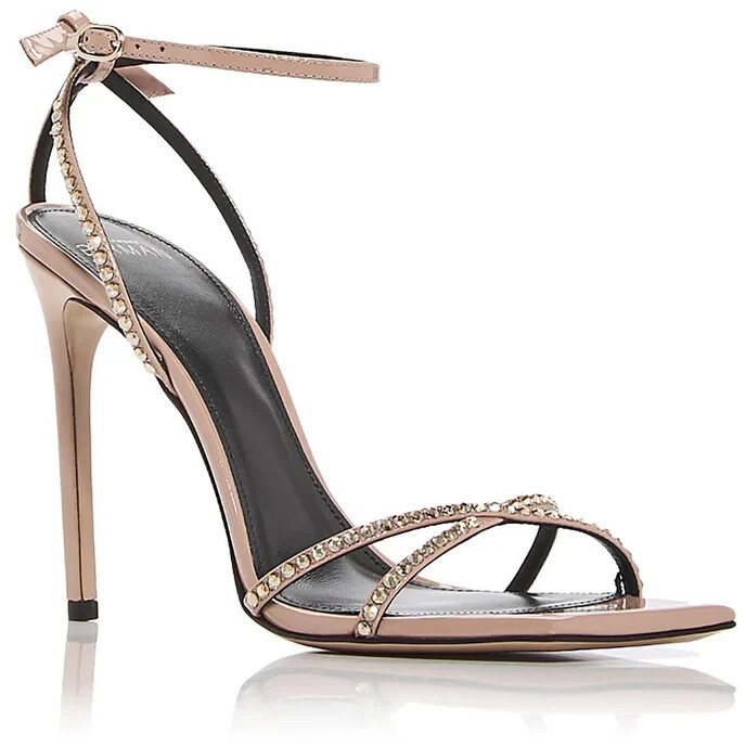ALEXANDRE BIRMAN Vernice Open Toe Ankle Strap Heels Women's 39/9U S Rose Beige