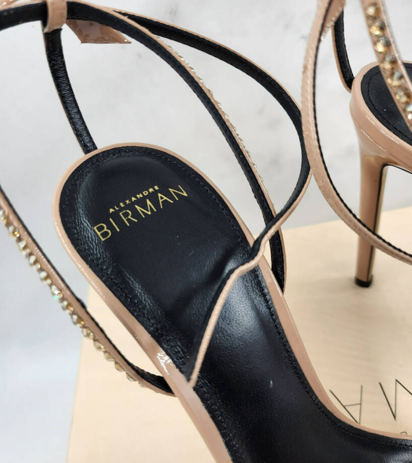 ALEXANDRE BIRMAN Vernice Open Toe Ankle Strap Heels Women's 39/9U S Rose Beige