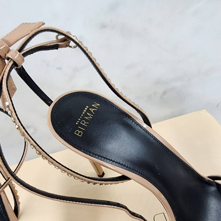 ALEXANDRE BIRMAN Vernice Open Toe Ankle Strap Heels Women's 39/9U S Rose Beige