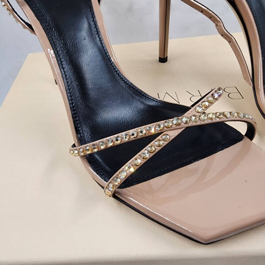 ALEXANDRE BIRMAN Vernice Open Toe Ankle Strap Heels Women's 39/9U S Rose Beige