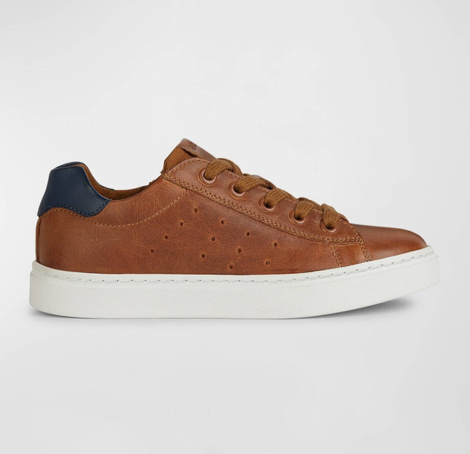 GEOX Nashik Garçon Low Cut Sneaker Boys 33 Cognac/Navy Lace And Zip Closure