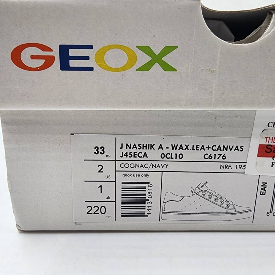 GEOX Nashik Garçon Low Cut Sneaker Boys 33 Cognac/Navy Lace And Zip Closure