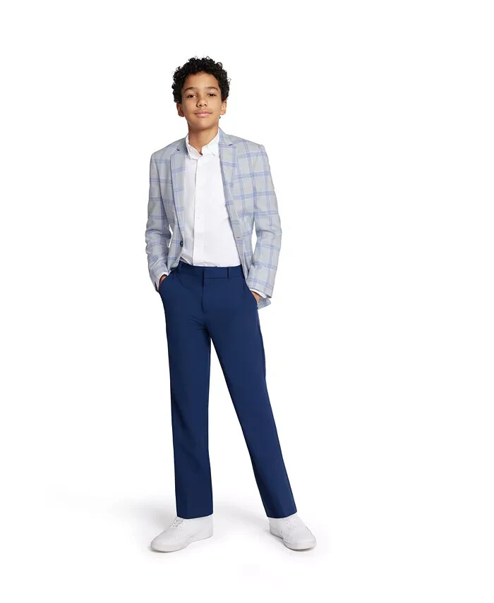 Tommy Hilfiger Modern-Fit Multi Windowpane Sport Coat Big Boys 18 Silver/Blue