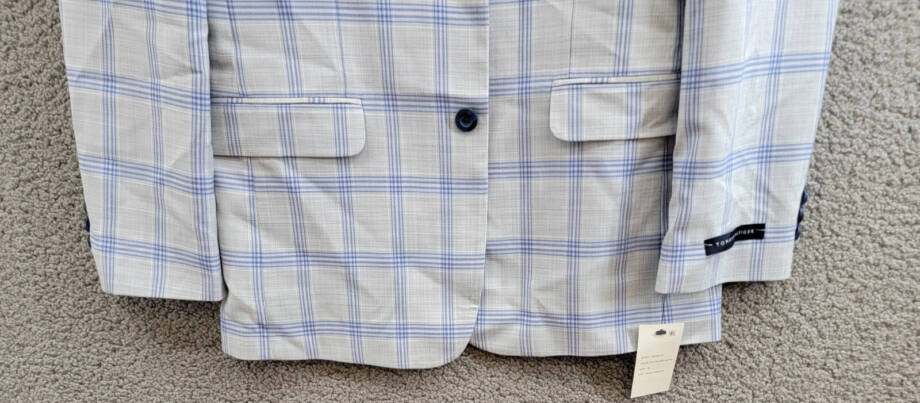 Tommy Hilfiger Modern-Fit Multi Windowpane Sport Coat Big Boys 18 Silver/Blue