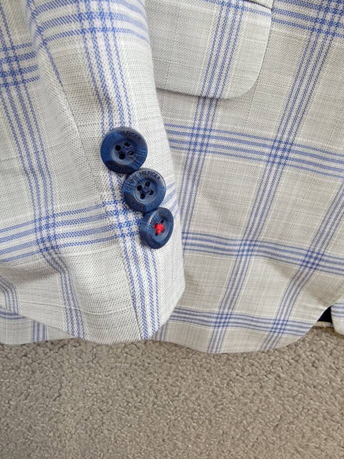Tommy Hilfiger Modern-Fit Multi Windowpane Sport Coat Big Boys 18 Silver/Blue