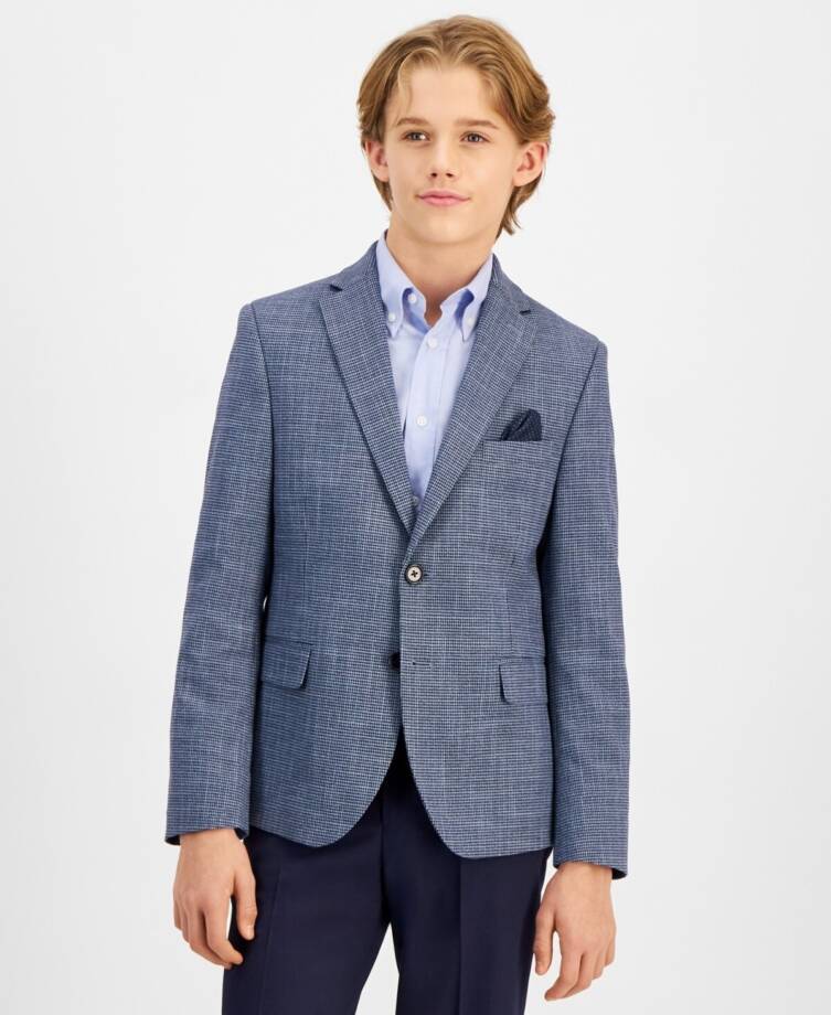 B by Brooks Brothers Classic Stretch Jacket Big Boys 8R Navy/Light Blue L/S