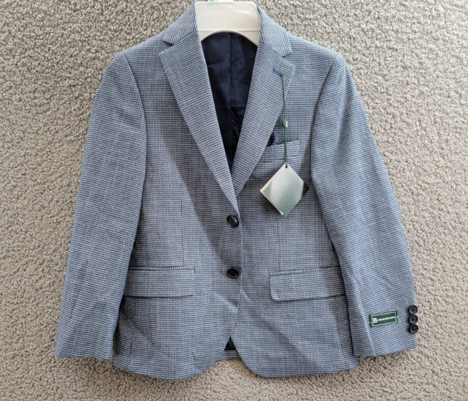B by Brooks Brothers Classic Stretch Jacket Big Boys 8R Navy/Light Blue L/S
