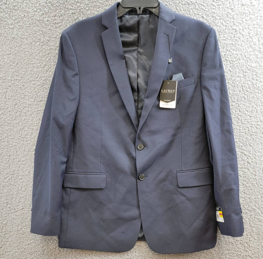 Lauren Ralph Lauren Husky Solid Classic Sport Coat Big Boys 20H Navy Notch Lapel