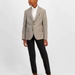 B by Brooks Brothers Classic Stretch Jacket Big Boys 20R Brown/Cream Notch Lapel