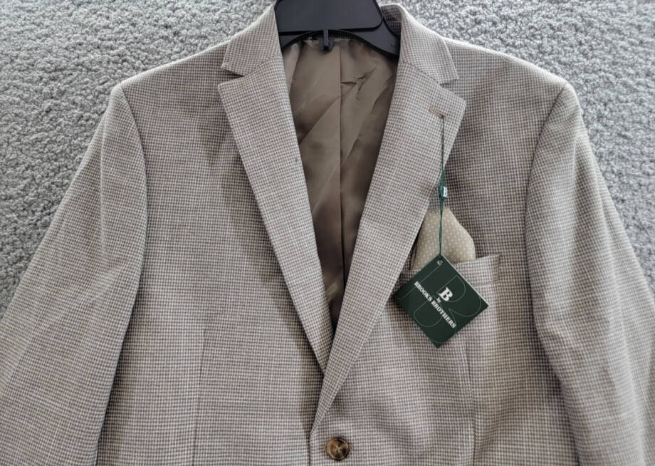 B by Brooks Brothers Classic Stretch Jacket Big Boys 20R Brown/Cream Notch Lapel