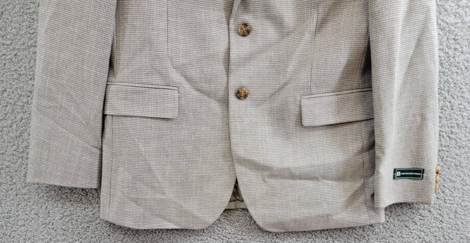 B by Brooks Brothers Classic Stretch Jacket Big Boys 20R Brown/Cream Notch Lapel