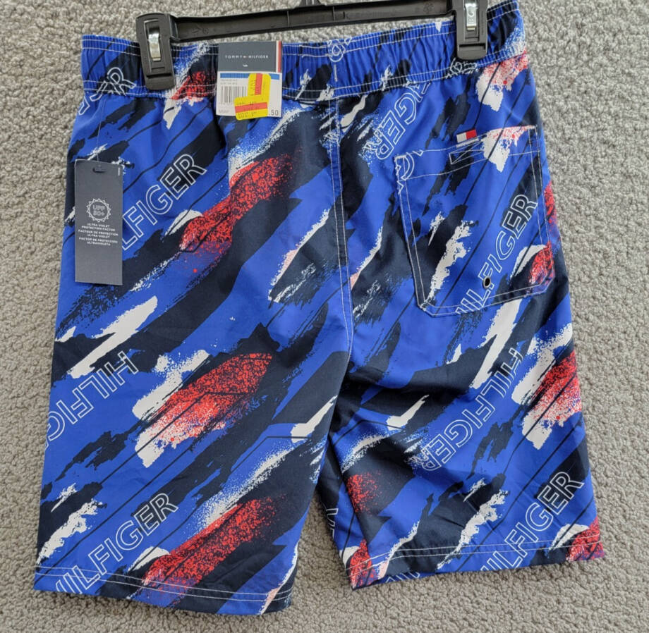 Tommy Hilfiger Wave All Over Print Swim Trunks Big Boys XL 18/20 Surf the Web
