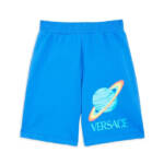 Versace Saturn Logo Print Sweats Shorts Boys' 5 Bright Blue Elastic Waist PullOn