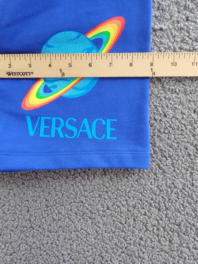 Versace Saturn Logo Print Sweats Shorts Boys' 5 Bright Blue Elastic Waist PullOn