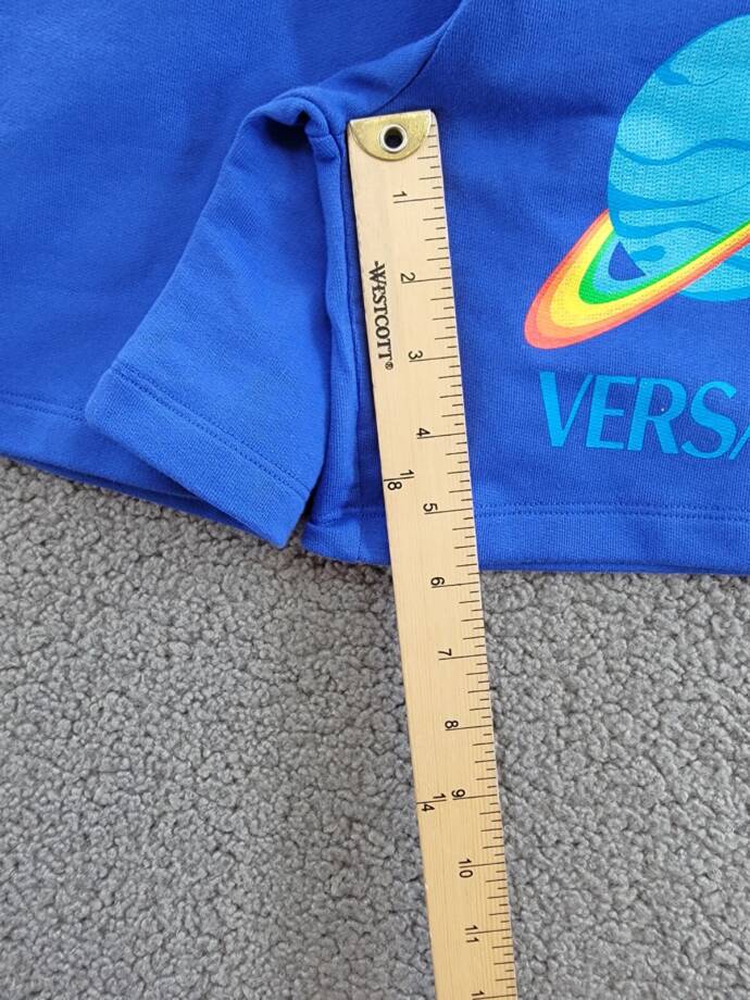 Versace Saturn Logo Print Sweats Shorts Boys' 5 Bright Blue Elastic Waist PullOn