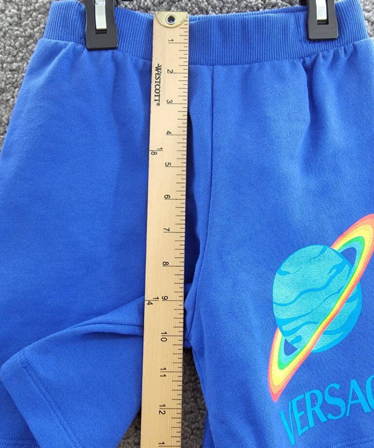 Versace Saturn Logo Print Sweats Shorts Boys' 5 Bright Blue Elastic Waist PullOn