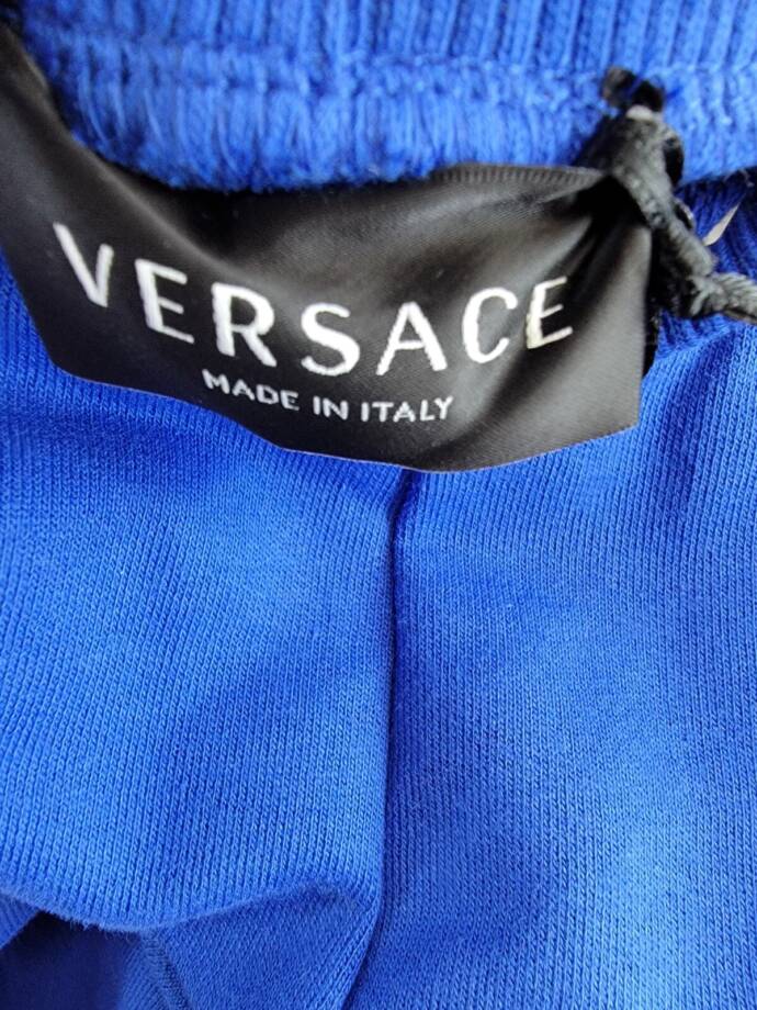 Versace Saturn Logo Print Sweats Shorts Boys' 5 Bright Blue Elastic Waist PullOn