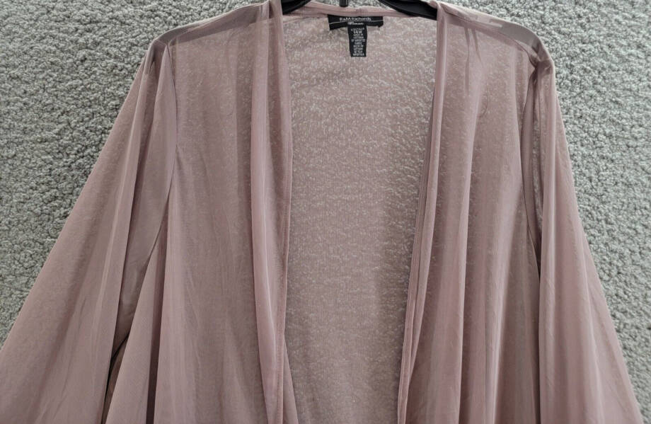 R & M Richards Plus Size Metallic-Threaded Jacket Women's 14W Mauve Open Front