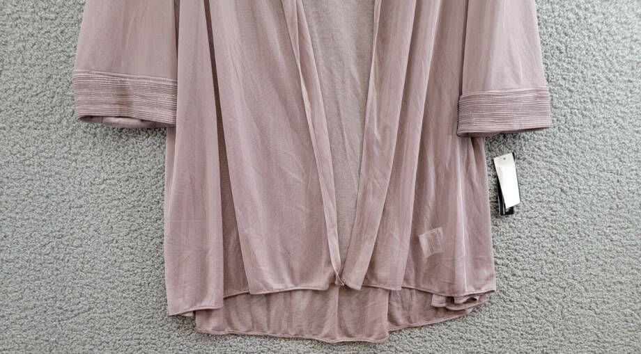 R & M Richards Plus Size Metallic-Threaded Jacket Women's 14W Mauve Open Front