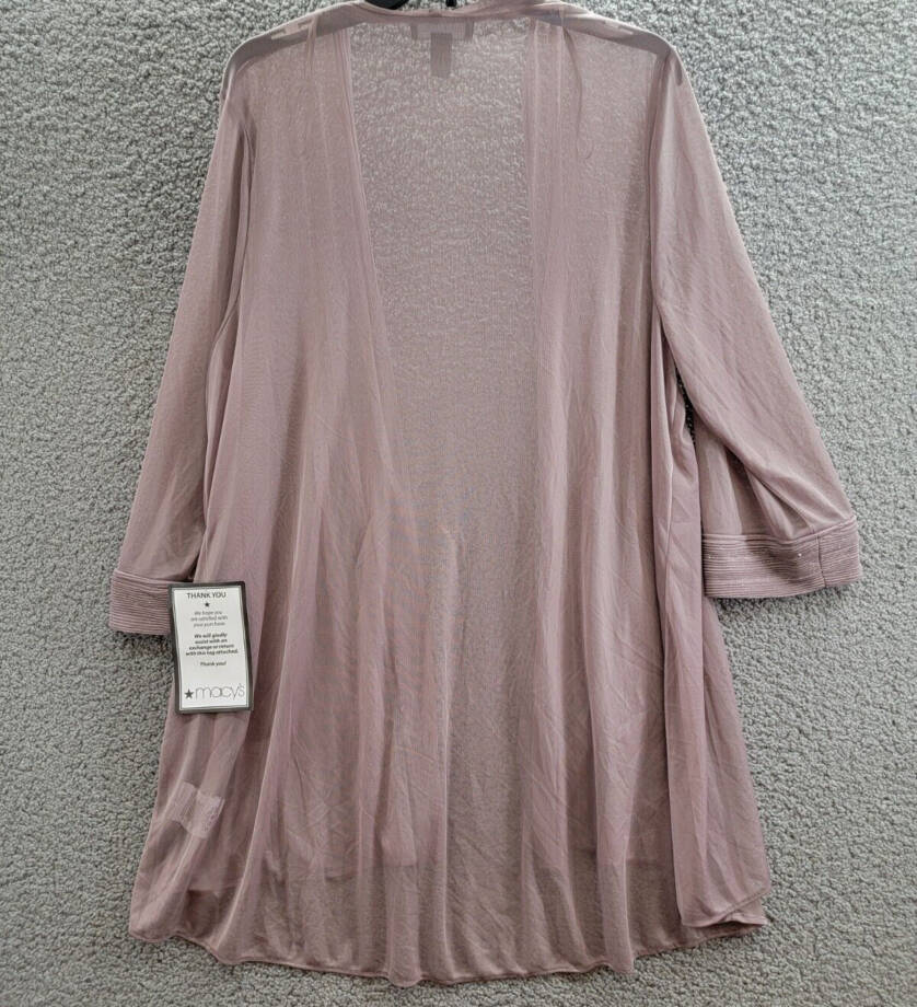 R & M Richards Plus Size Metallic-Threaded Jacket Women's 14W Mauve Open Front