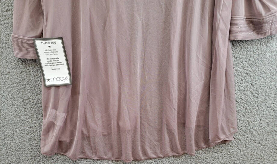R & M Richards Plus Size Metallic-Threaded Jacket Women's 14W Mauve Open Front
