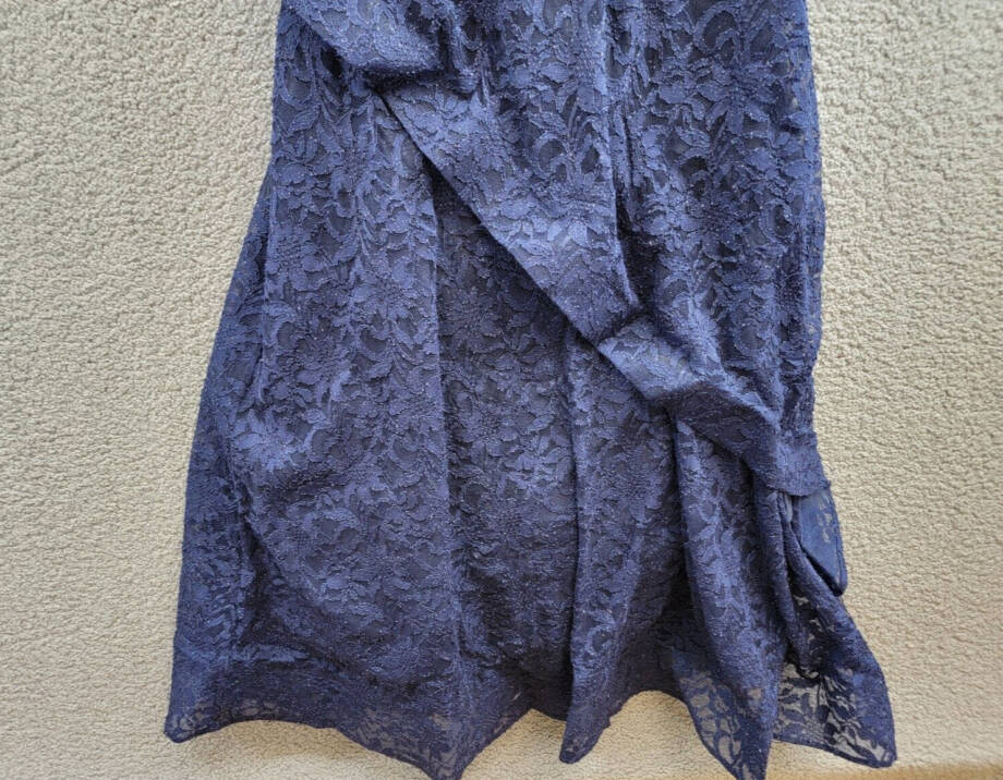 BCX Glitter Floral Spaghetti Strap Notch V-Neck Gown Juniors' 1 Navy Back Zip