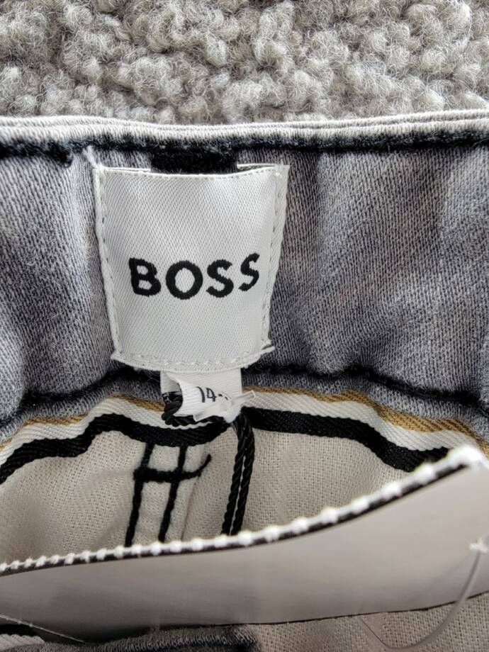 BOSS Regular Fit Jeans Big Boys' 14Y Denim Gray Faded Button Zipped Closure