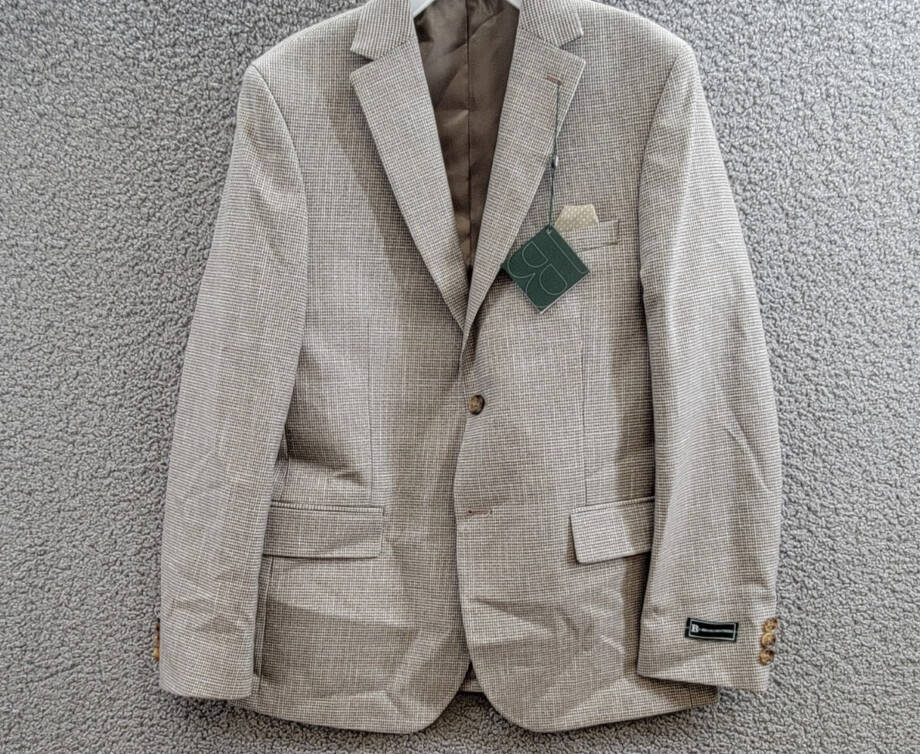 B By Brooks Brothers Classic Stretch Suit Jacket Big Boys 18R Brown/Cream L/S