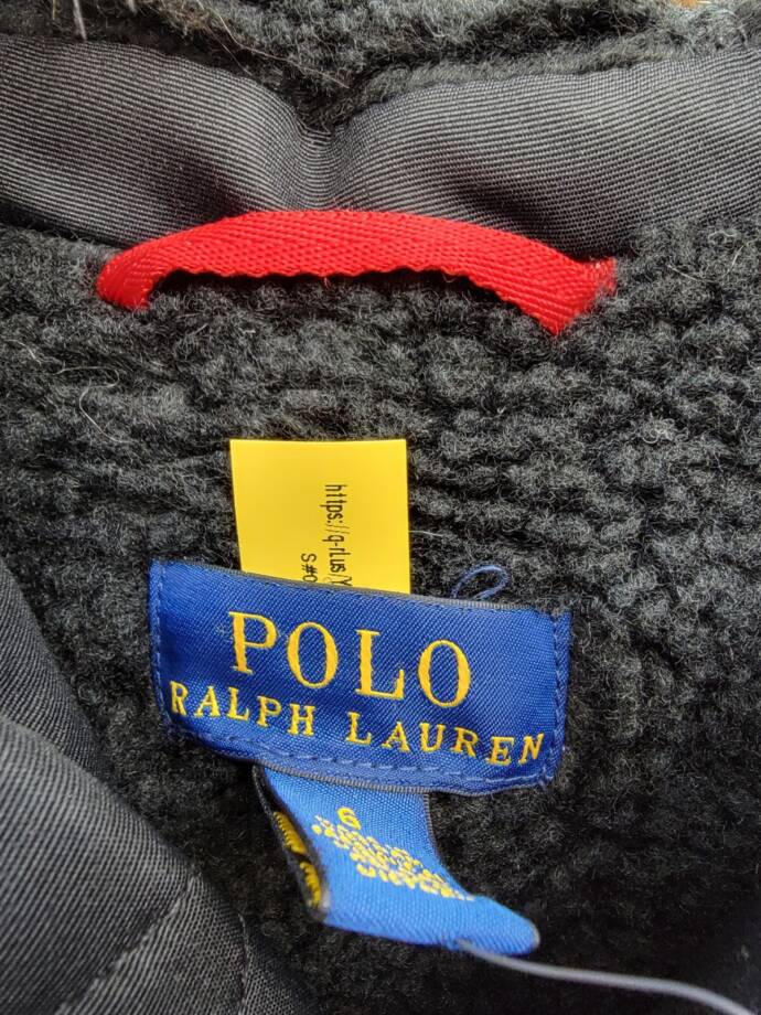 Polo Ralph Lauren Artificial-fur-Trim Down Parka Jacket Boys 6 Black Zip Snap