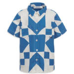 Sea Tanya Patchwork Button-Up Shirt Girls' 6Y Blue/White Pocket Short Sleeve