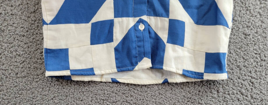 Sea Tanya Patchwork Button-Up Shirt Girls' 6Y Blue/White Pocket Short Sleeve