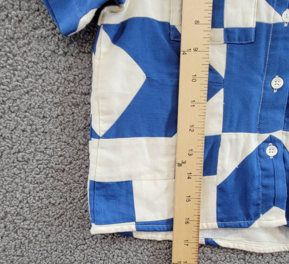 Sea Tanya Patchwork Button-Up Shirt Girls' 6Y Blue/White Pocket Short Sleeve