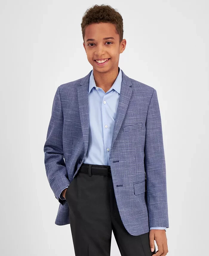 Michael Kors Classic Fit Stretch Suit Jacket Big Boys 20R Blue Button Front L/S