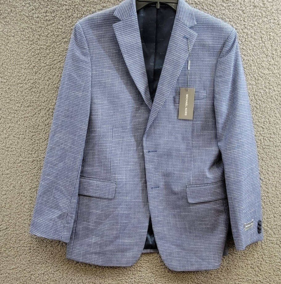 Michael Kors Classic Fit Stretch Suit Jacket Big Boys 20R Blue Button Front L/S
