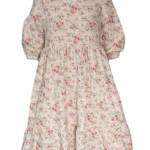 Bonnie Jean Floral Quarter Sleeve Knit Tiered Dress Big Girls' 14 Ivory Multi