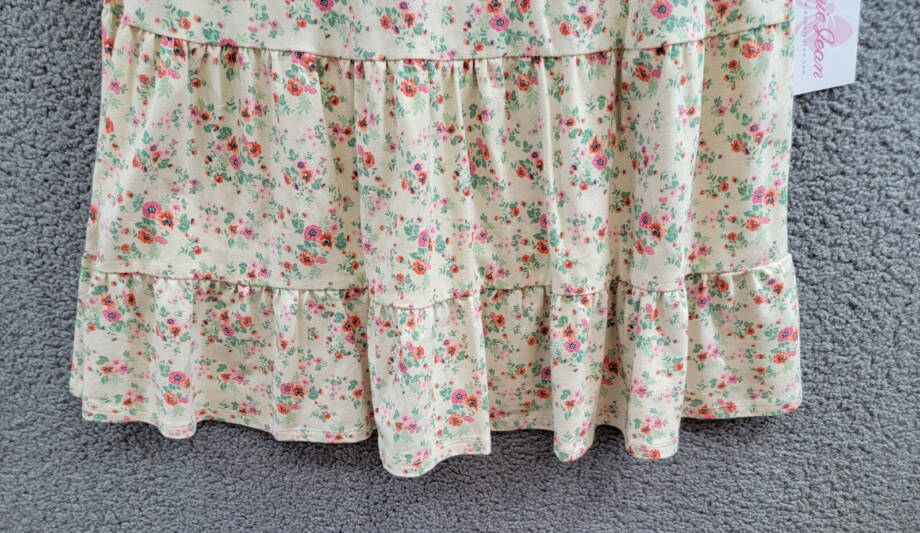 Bonnie Jean Floral Quarter Sleeve Knit Tiered Dress Big Girls' 14 Ivory Multi
