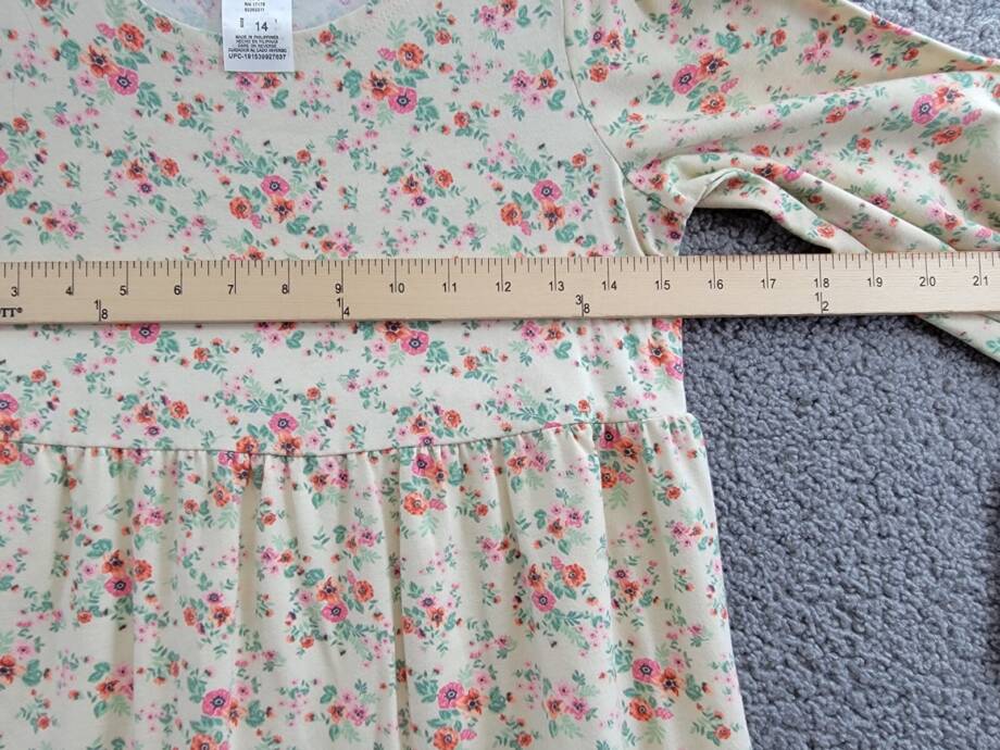 Bonnie Jean Floral Quarter Sleeve Knit Tiered Dress Big Girls' 14 Ivory Multi