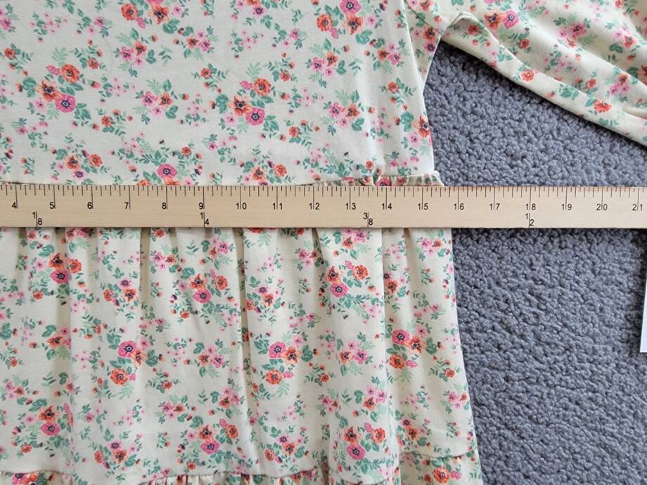 Bonnie Jean Floral Quarter Sleeve Knit Tiered Dress Big Girls' 14 Ivory Multi