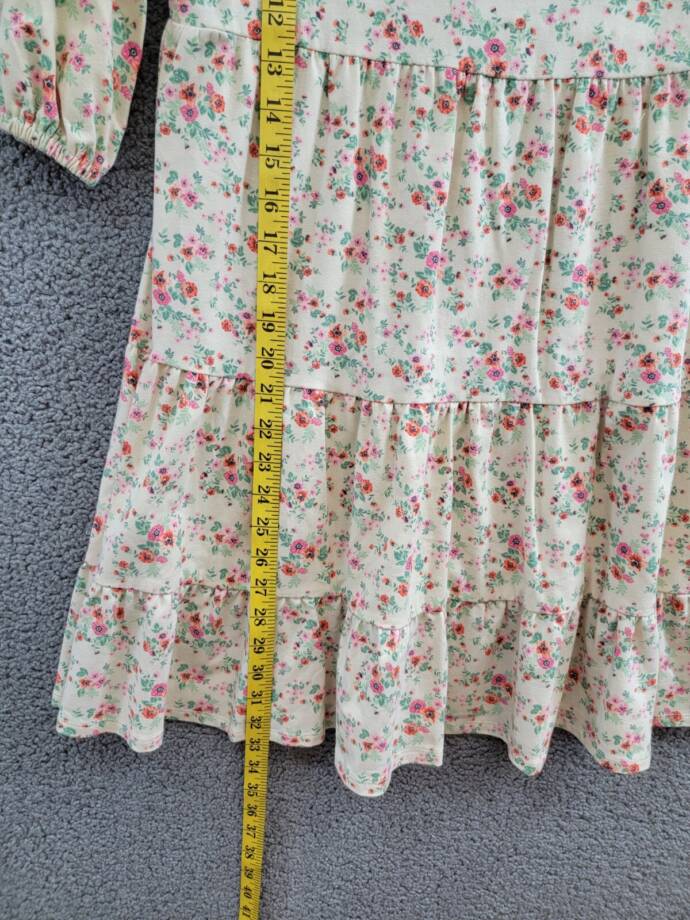 Bonnie Jean Floral Quarter Sleeve Knit Tiered Dress Big Girls' 14 Ivory Multi
