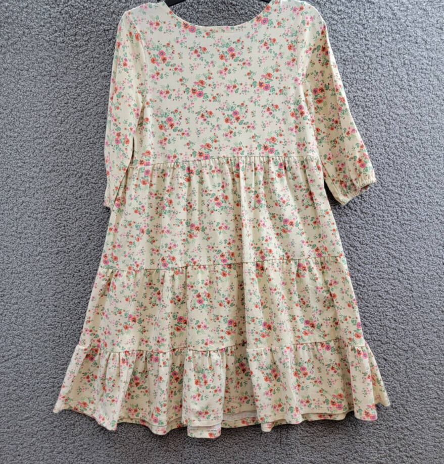 Bonnie Jean Floral Quarter Sleeve Knit Tiered Dress Big Girls' 14 Ivory Multi