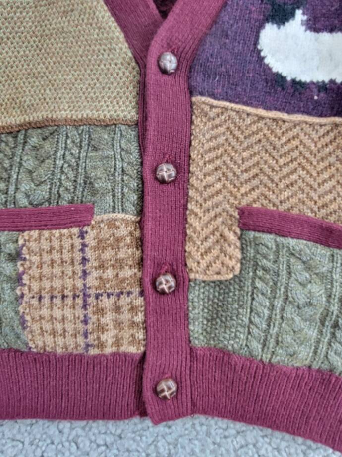 Ralph Lauren Wool Blend Patchwork V-Neck Cardigan Baby Boys' 18-24Mos Multi L/S