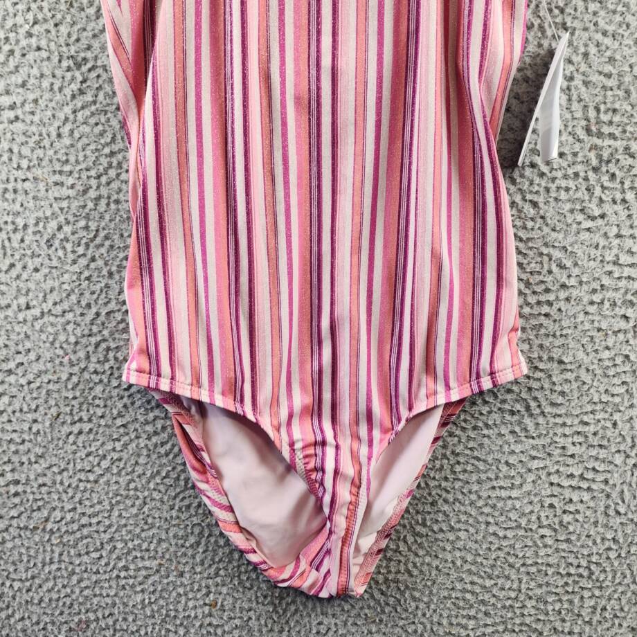 Splendid Lurex One Piece Swimsuit Girls 16 Multi Striped Halter Neck Back Tie