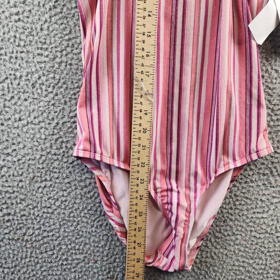 Splendid Lurex One Piece Swimsuit Girls 16 Multi Striped Halter Neck Back Tie