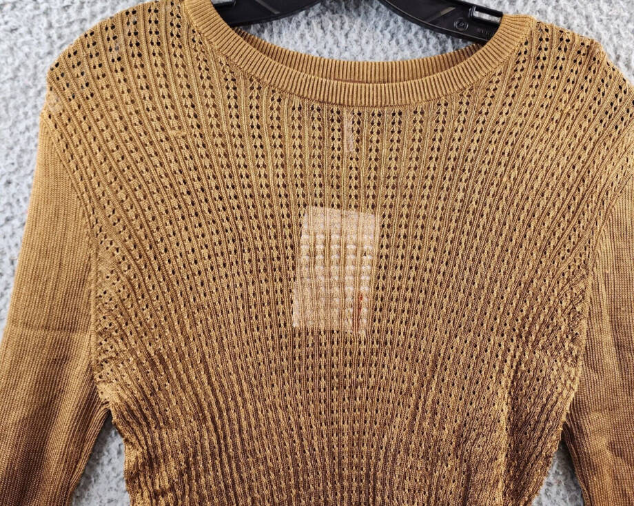 Free People H20 Knit Sweater Women's M Tiger Eye Crew Neck Long Sleeve Pullover