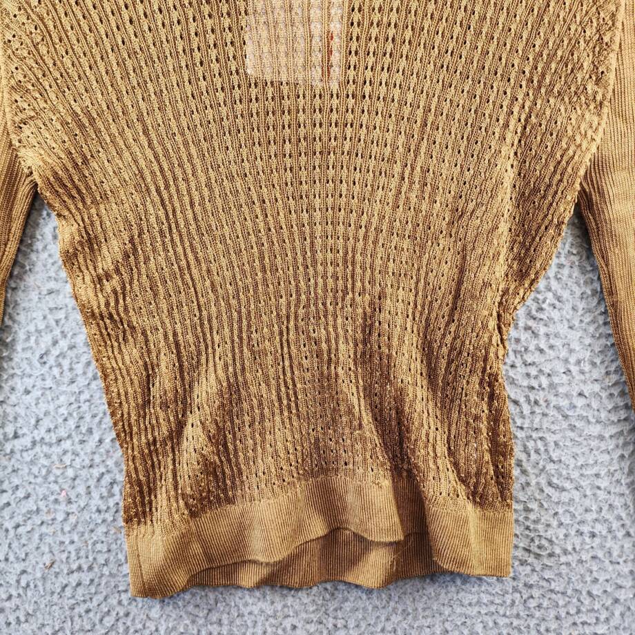 Free People H20 Knit Sweater Women's M Tiger Eye Crew Neck Long Sleeve Pullover
