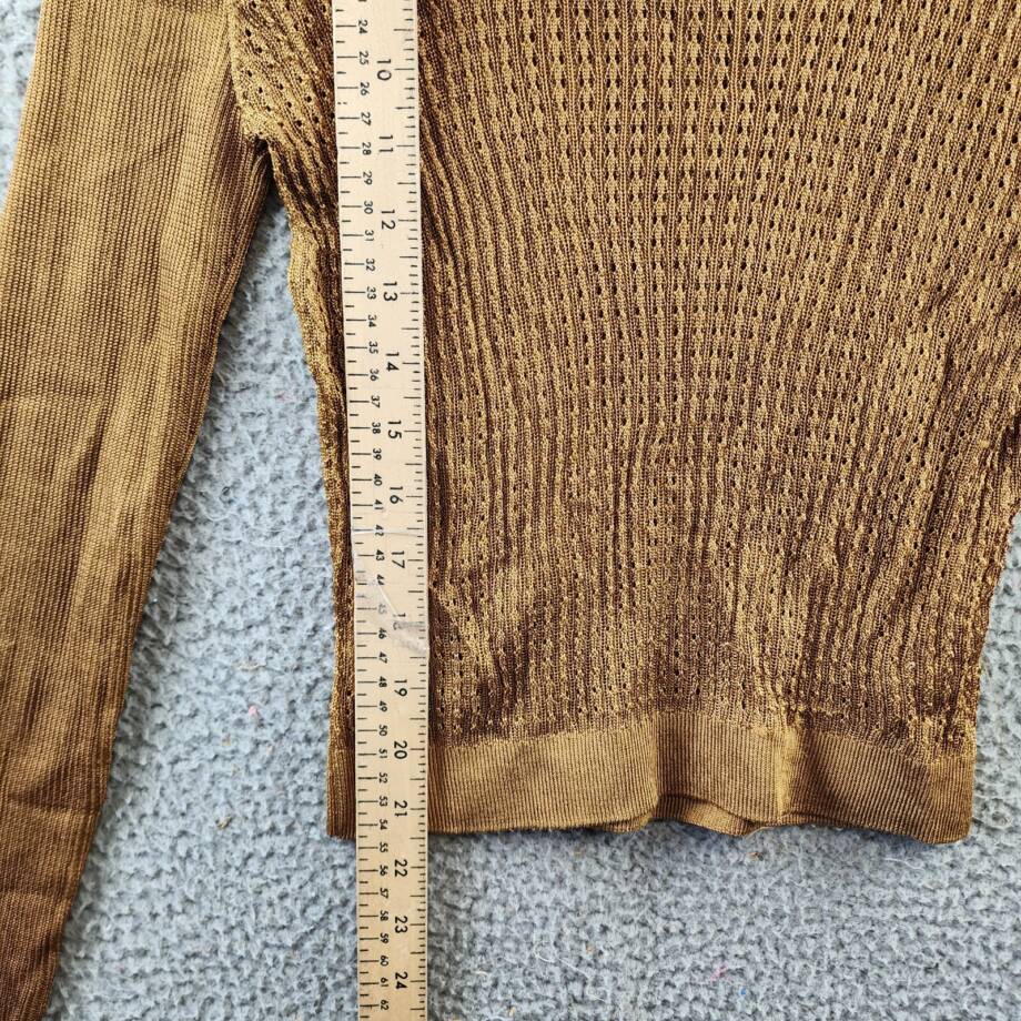 Free People H20 Knit Sweater Women's M Tiger Eye Crew Neck Long Sleeve Pullover