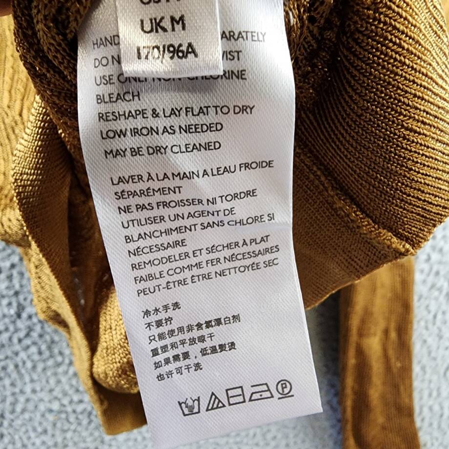 Free People H20 Knit Sweater Women's M Tiger Eye Crew Neck Long Sleeve Pullover