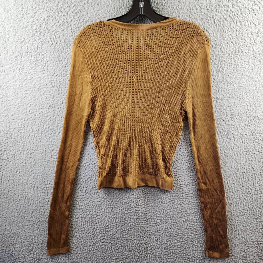 Free People H20 Knit Sweater Women's M Tiger Eye Crew Neck Long Sleeve Pullover
