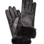 Charter Club Faux Fur-Cuff Leather Gloves Women's M Black Touchscreen Friendly